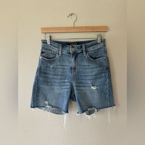 Judy Blue High Rise Stretch Denim Distressed Cutoffs Midi Shorts Size S
